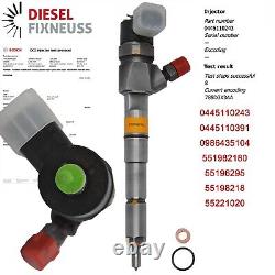 4 X Bosch Injector 0445110243 for Alfa Romeo 1.9JTD Jtdm Fiat 1.9 D Mj 0986435104